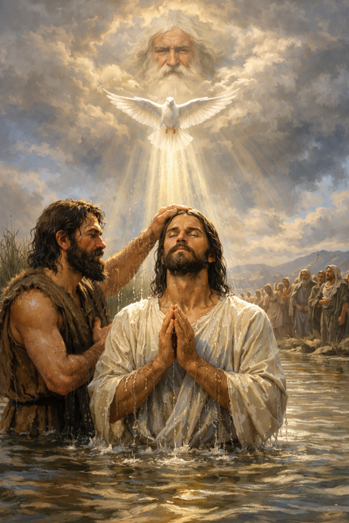 O que ele queria dizer com aquilo? Como tem que exerceu? Qual o propósito do batismo de Jesus?